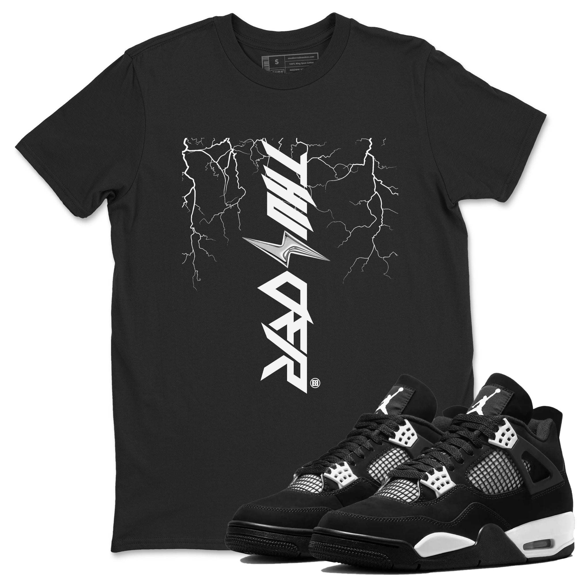 Lightning Thunder snkmatch Tees - Air Jordan 4 White Thunder
