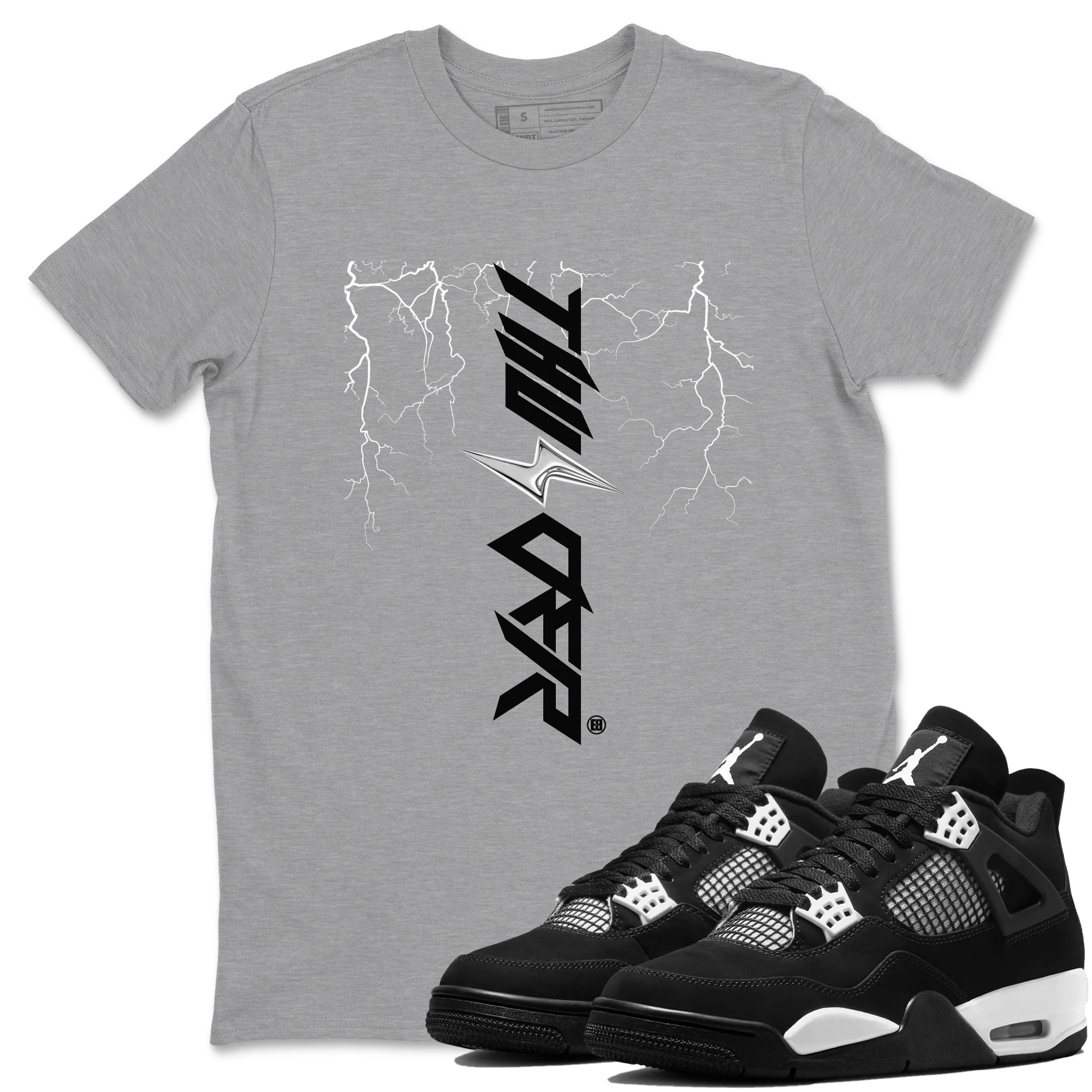 Lightning Thunder snkmatch Tees - Air Jordan 4 White Thunder