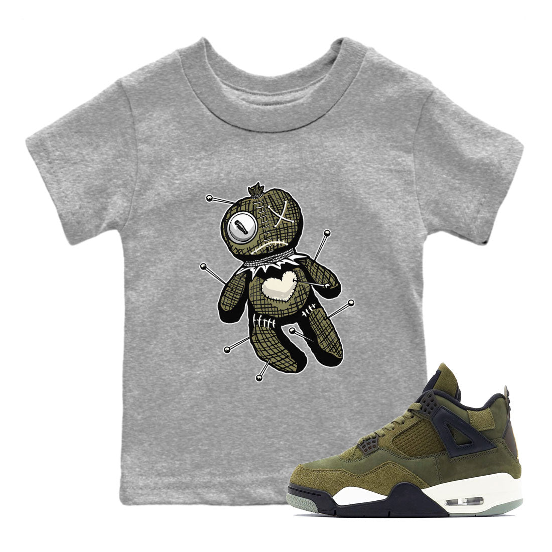 Linen Voodoo Doll snkmatch Tee Kids - Air Jordan 4 Medium Olive
