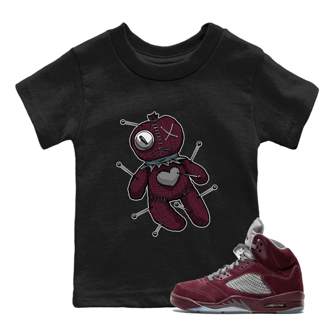 Linen Voodoo Doll Kids Tops - Air Jordan 5 Burgundy