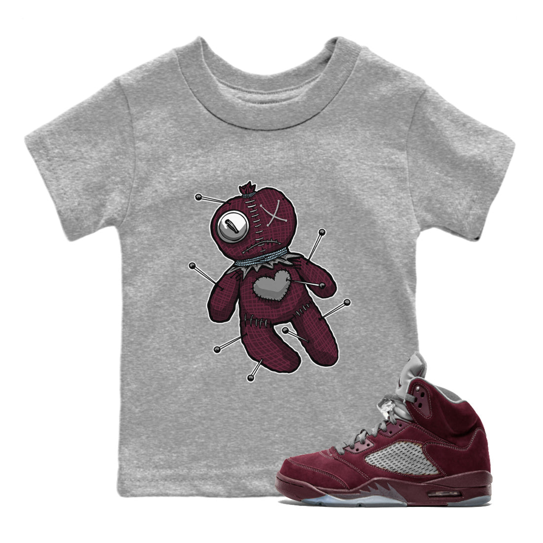 Linen Voodoo Doll Kids Tops - Air Jordan 5 Burgundy