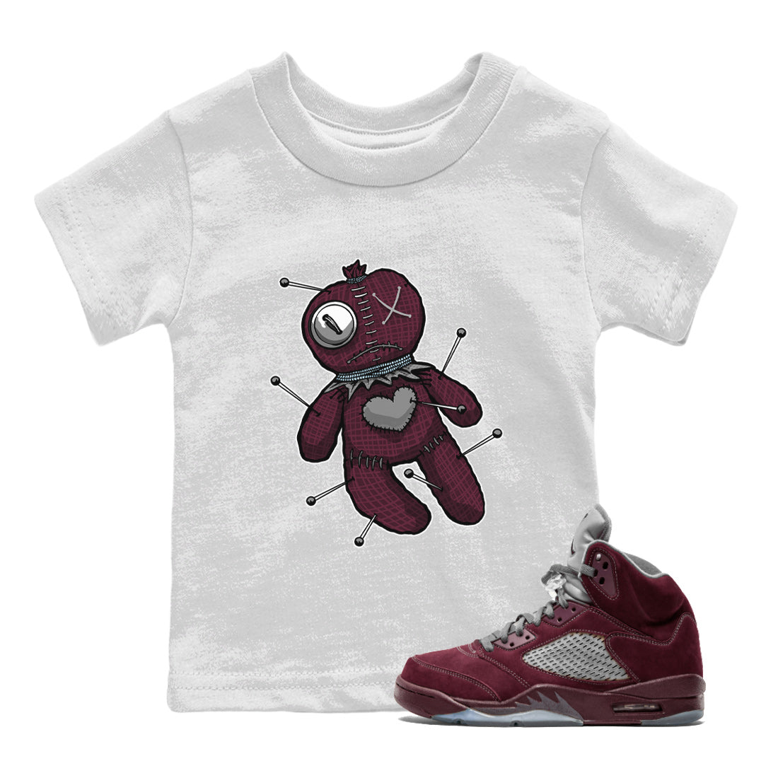 Linen Voodoo Doll Kids Tops - Air Jordan 5 Burgundy