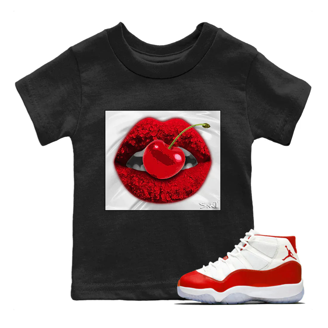 Lips Cherry Kids Tops - Air Jordan 11 Cherry