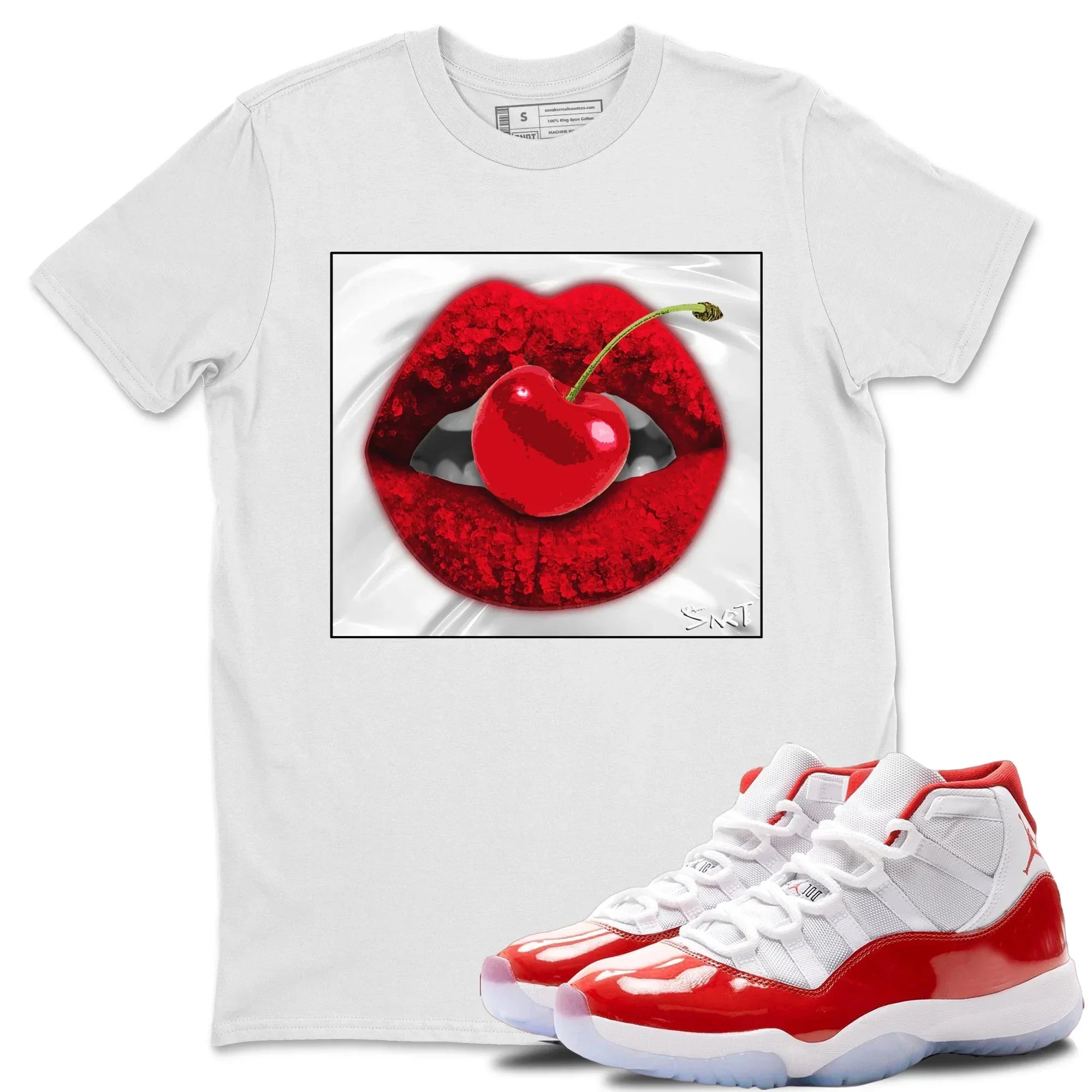 Lips Cherry Unisex Tops - Air Jordan 11 Cherry
