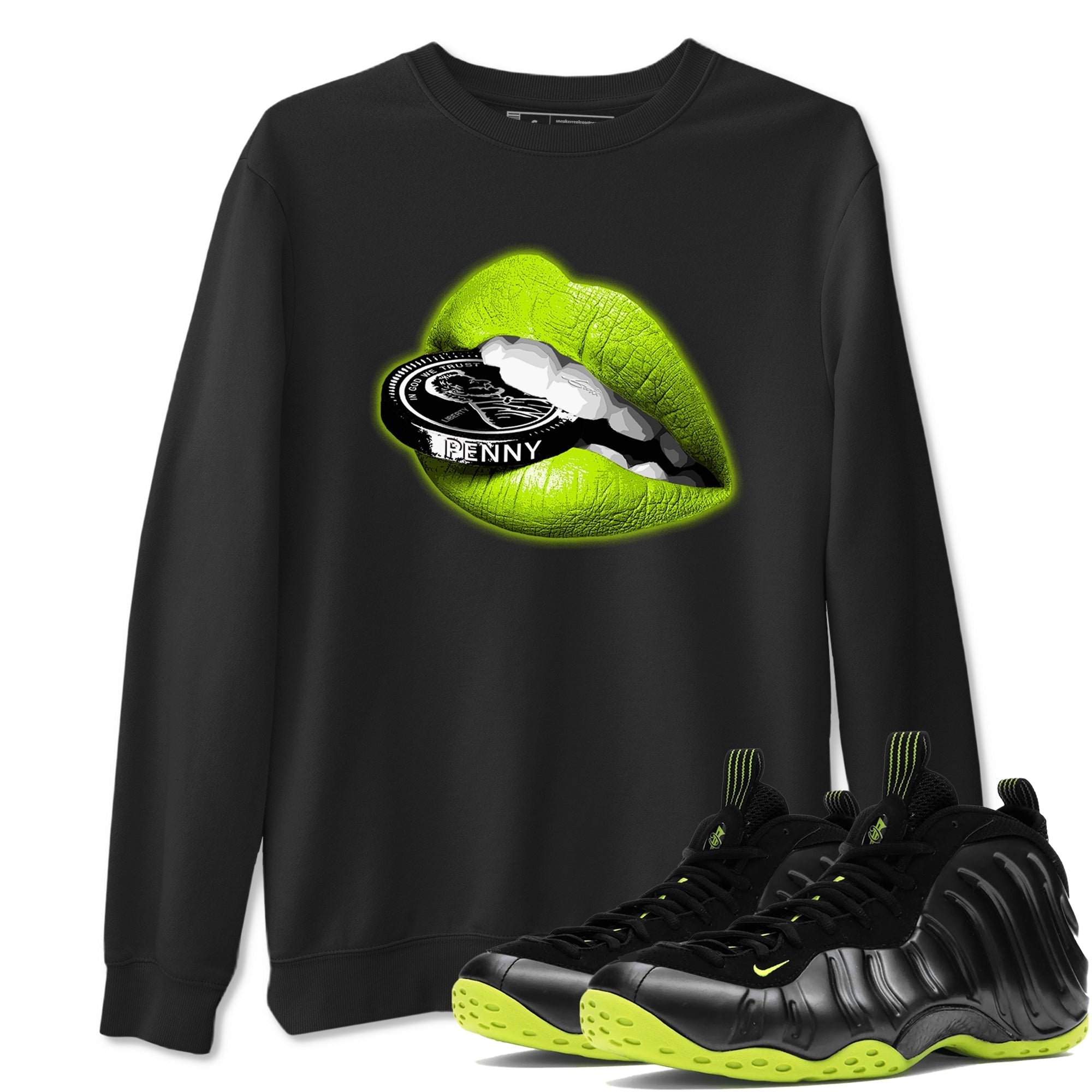 Lips Coin snkmatch Tees - Air Foamposite One Black Volt