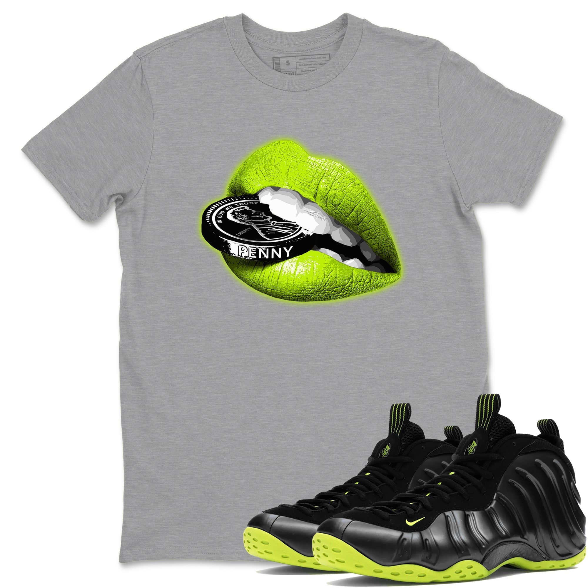 Lips Coin snkmatch Tees - Air Foamposite One Black Volt