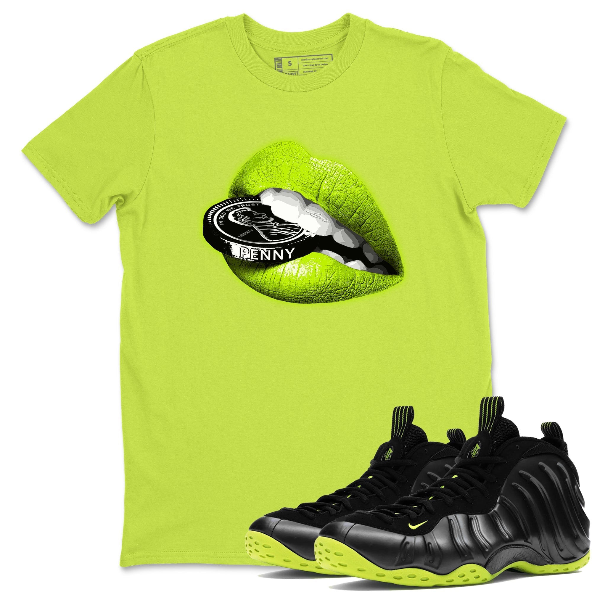 Lips Coin snkmatch Tees - Air Foamposite One Black Volt