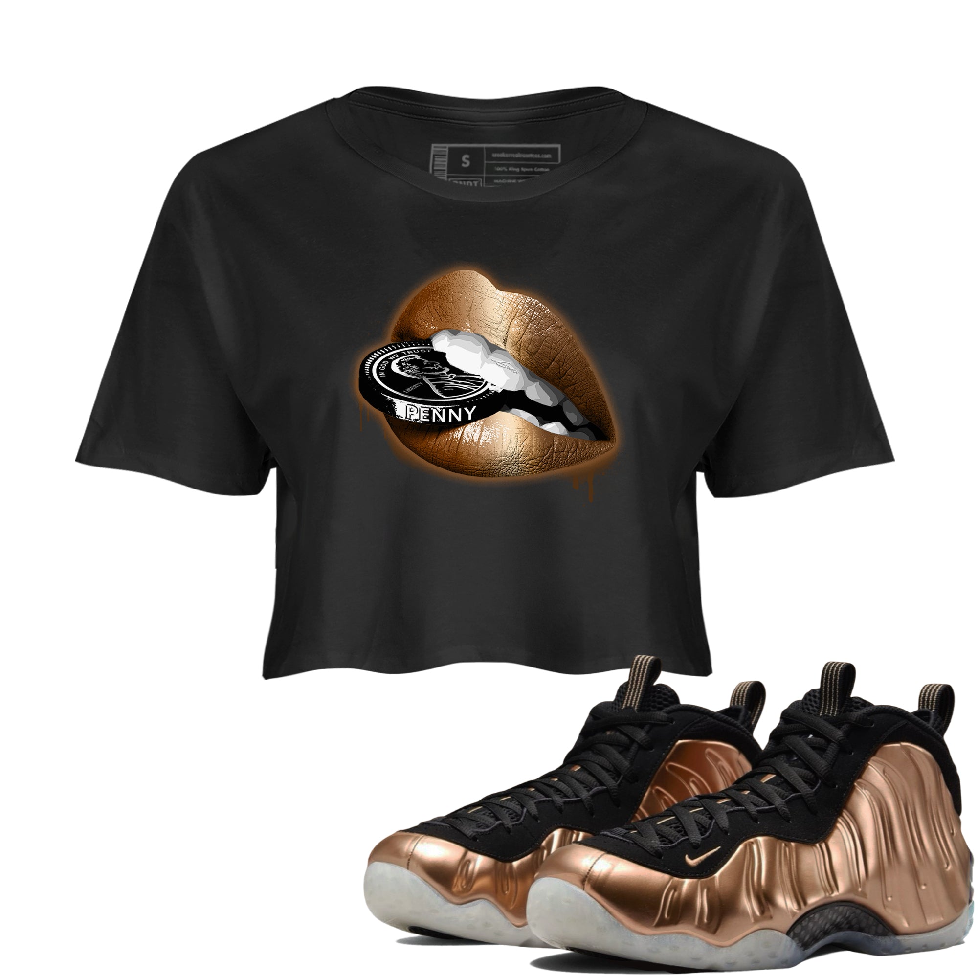 Lips Coin snkmatch Women's Top - Air Foamposite One Metallic Copper