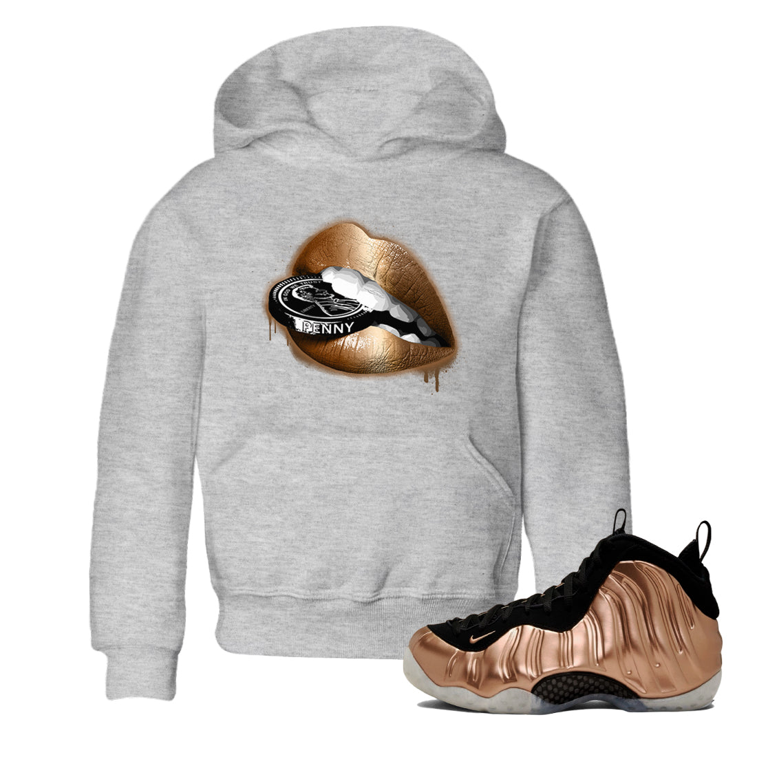 Lips Coin snkmatch Tees Kids - Air Foamposite One Metallic Copper