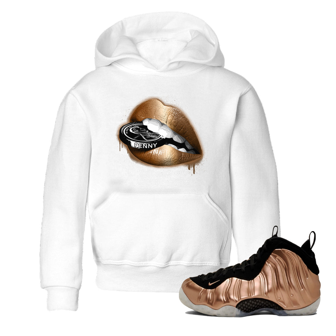 Lips Coin snkmatch Tees Kids - Air Foamposite One Metallic Copper