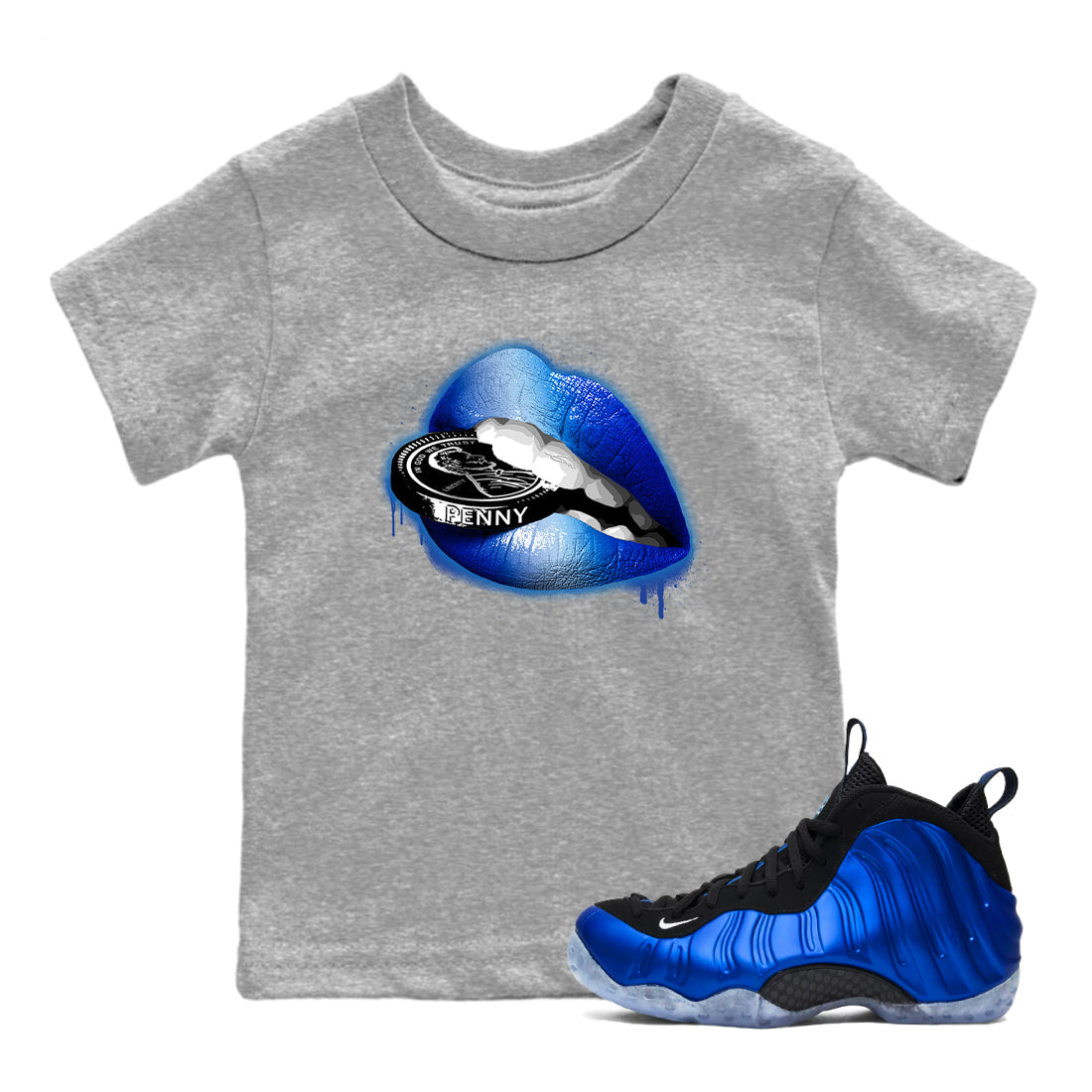 Lips Coin snkmatch Tees Kids - Air Foamposite One Royal