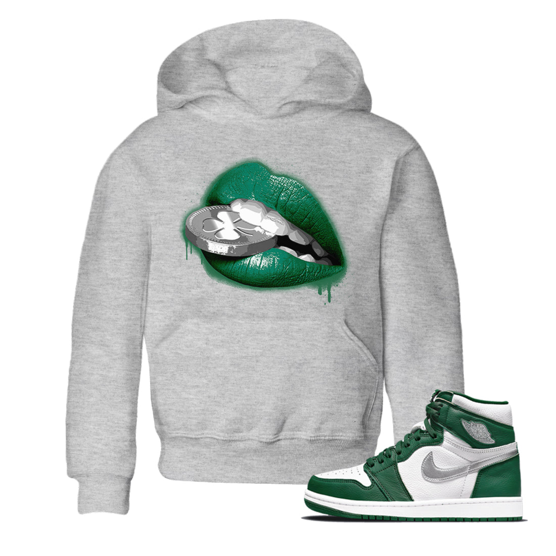 Lips Coin Kids Tops - Air Jordan 1 Gorge Green