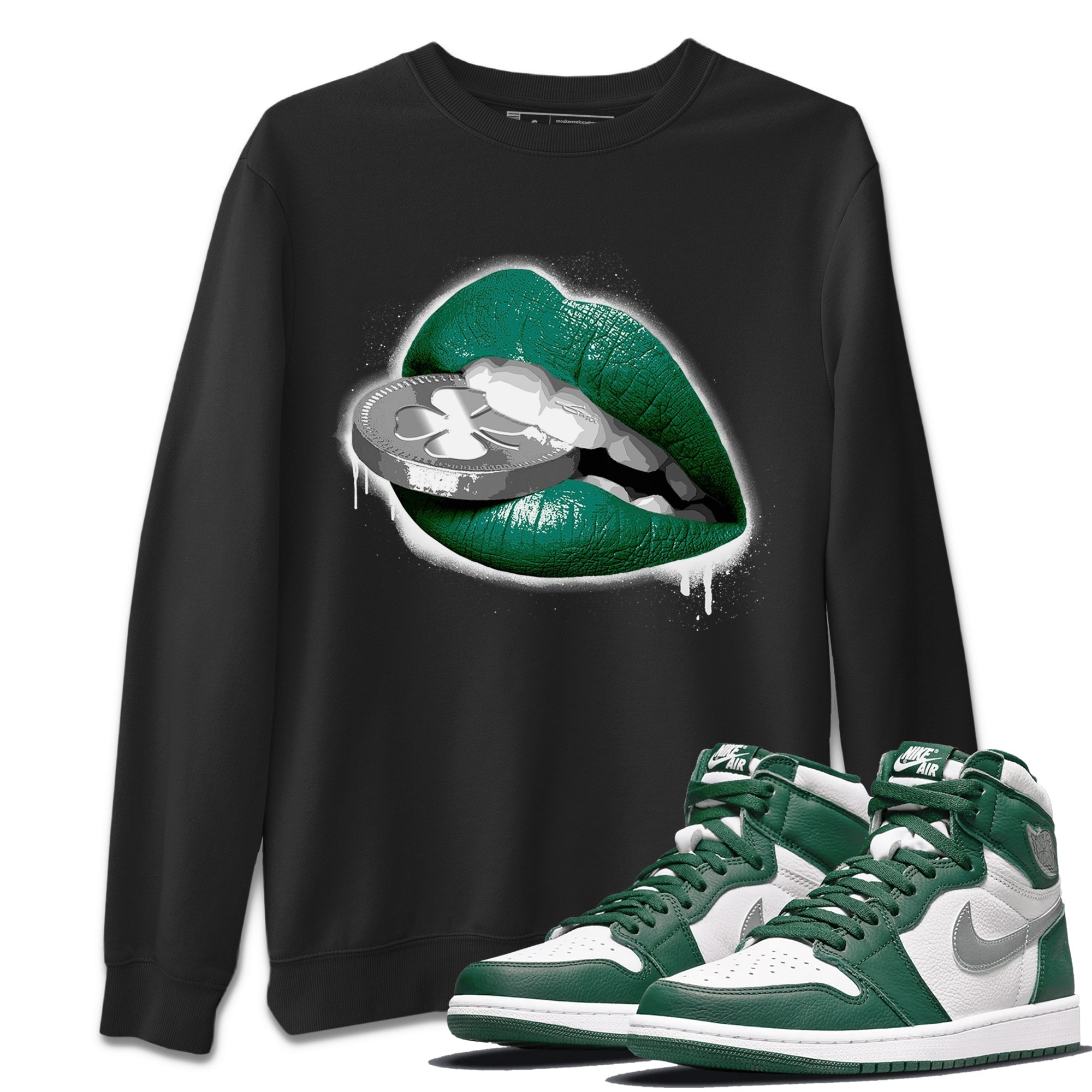Lips Coin Unisex Tops - Air Jordan 1 Gorge Green