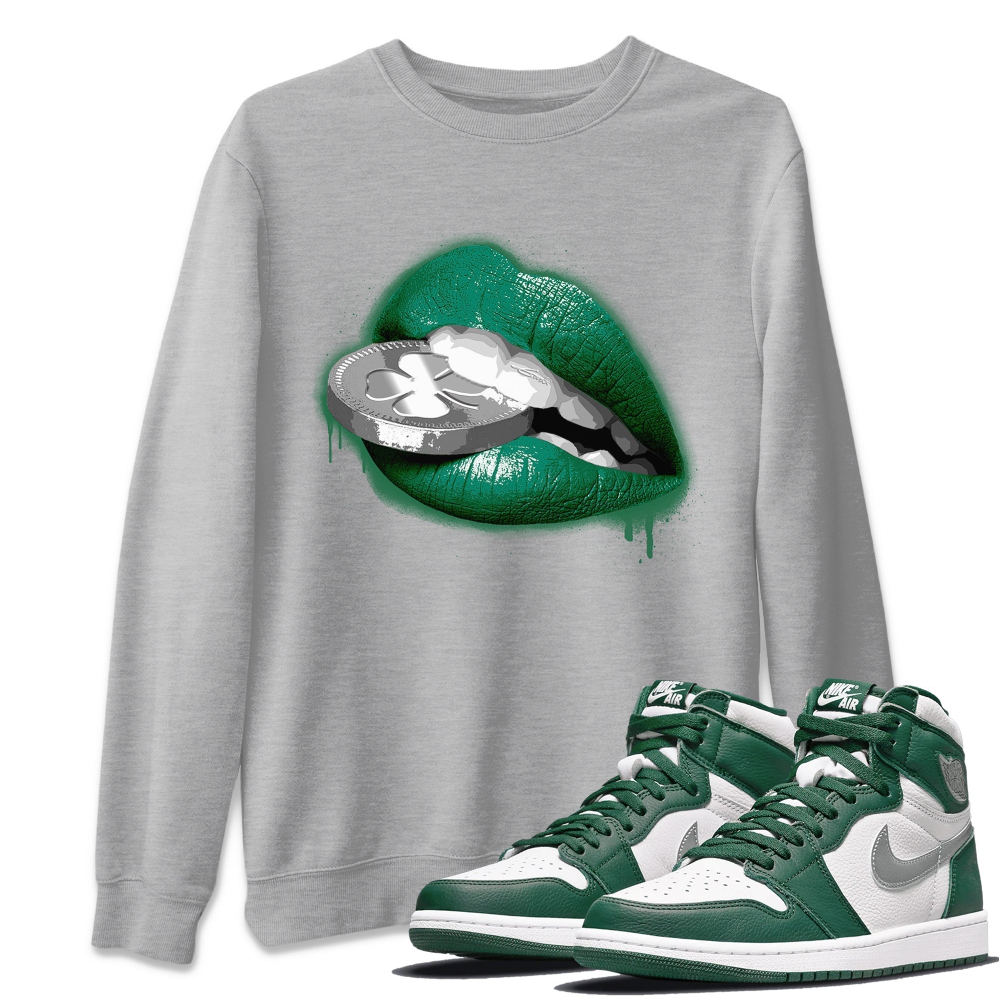 Lips Coin Unisex Tops - Air Jordan 1 Gorge Green