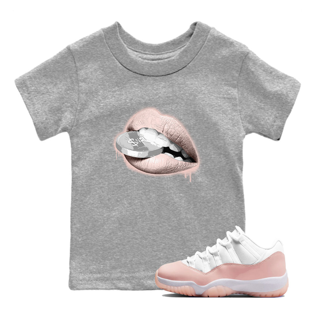Lips Coin snkmatch Tees Kids - Air Jordan 11 Legend Pink