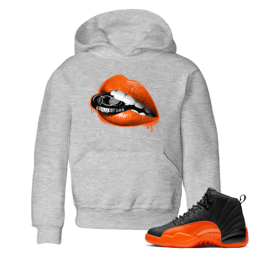 Lips Coin Kids Tops - Air Jordan 12 Brilliant Orange