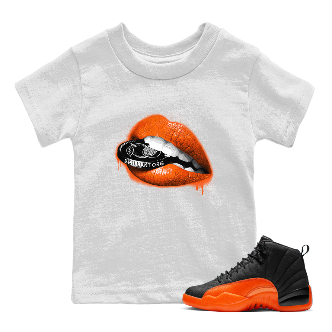 Lips Coin Kids Tops - Air Jordan 12 Brilliant Orange