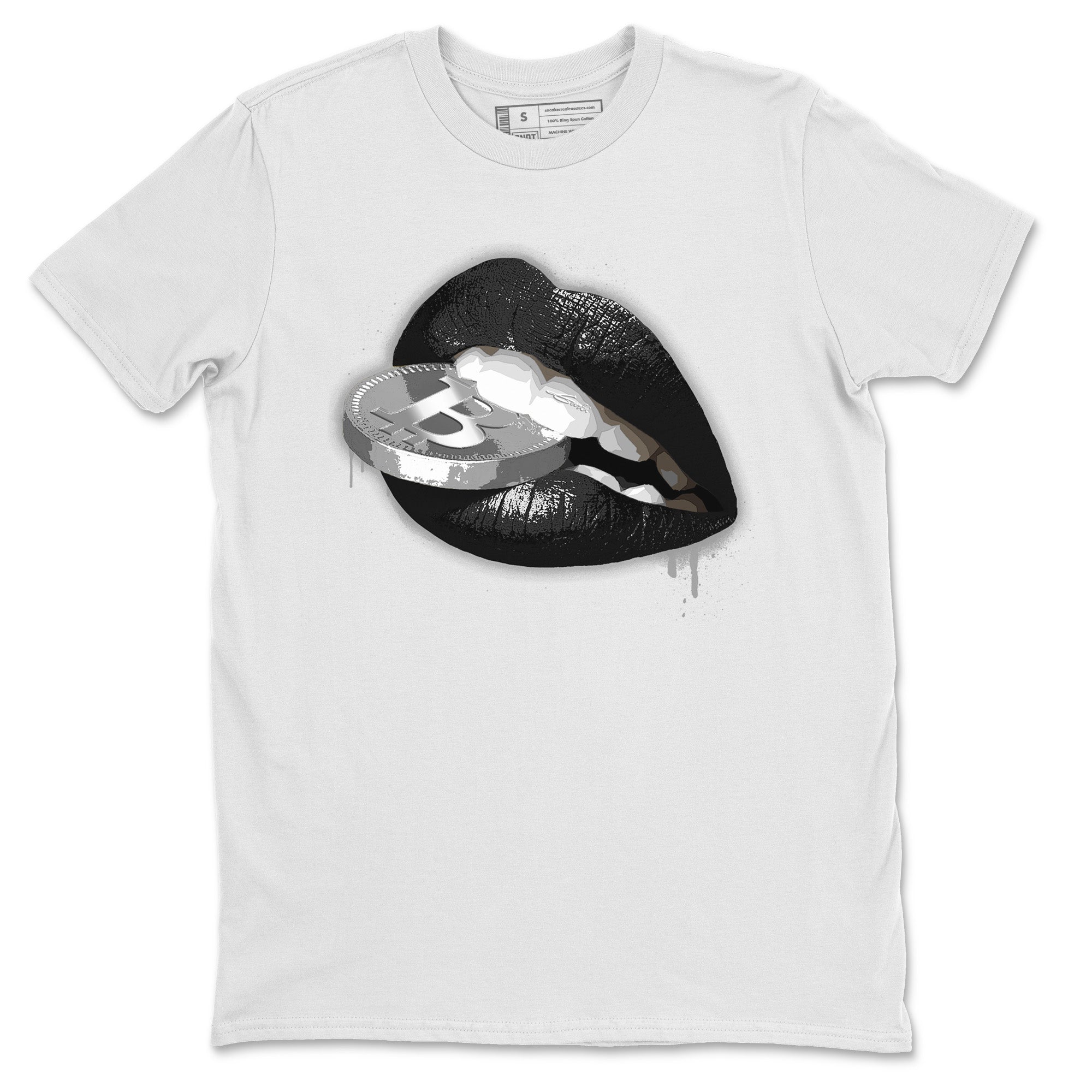 Lips Coin Unisex Tops - Air Jordan 14 Metallic Silver