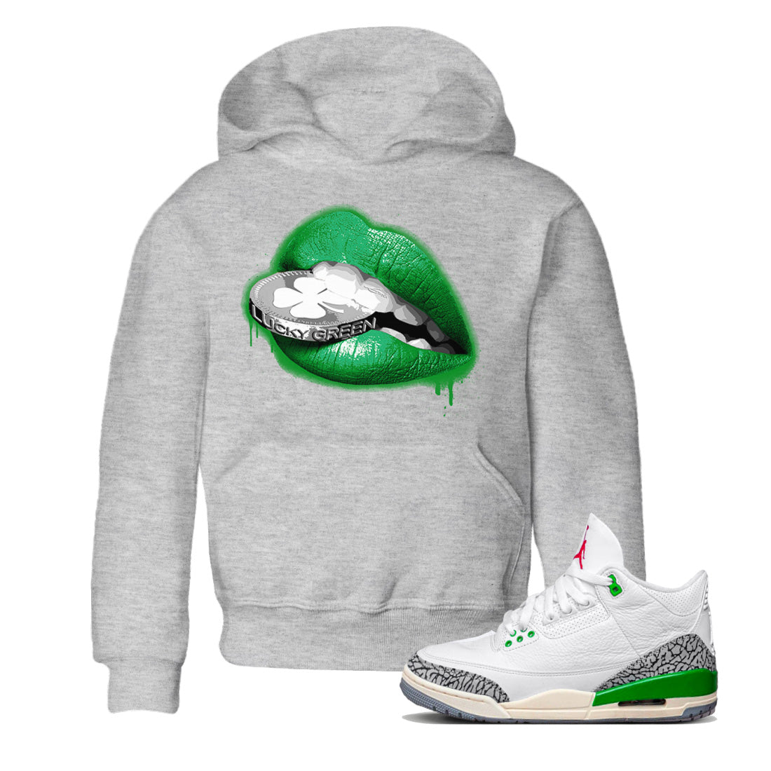 Lips Coin Kids Tops - Air Jordan 3 Lucky Green