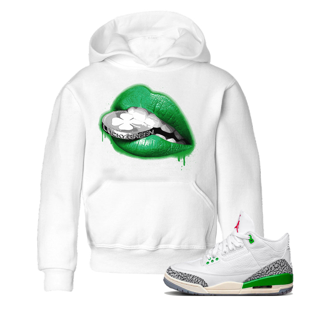 Lips Coin Kids Tops - Air Jordan 3 Lucky Green