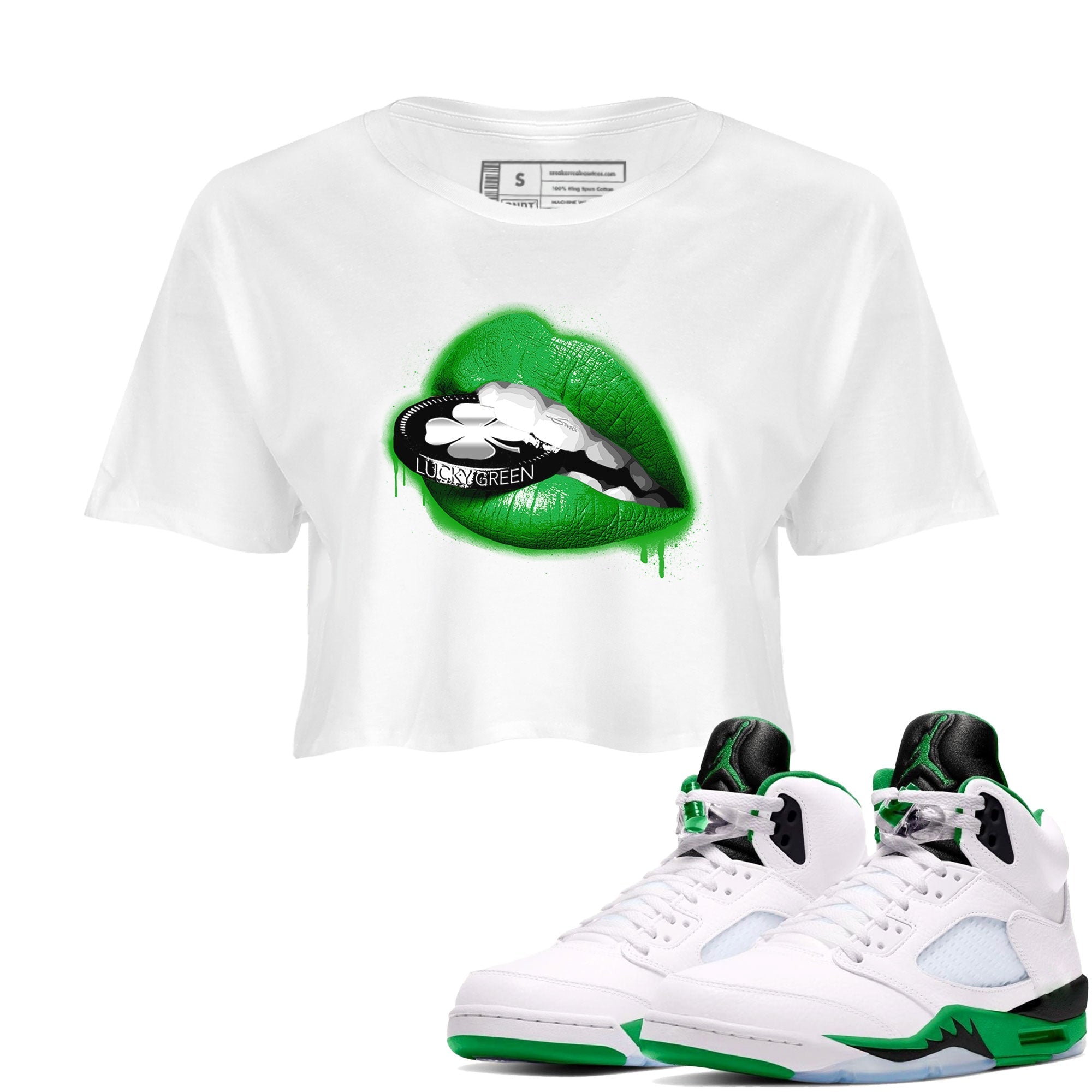 Lips Coin snkmatch Women's Top - Air Jordan 5 Lucky Green