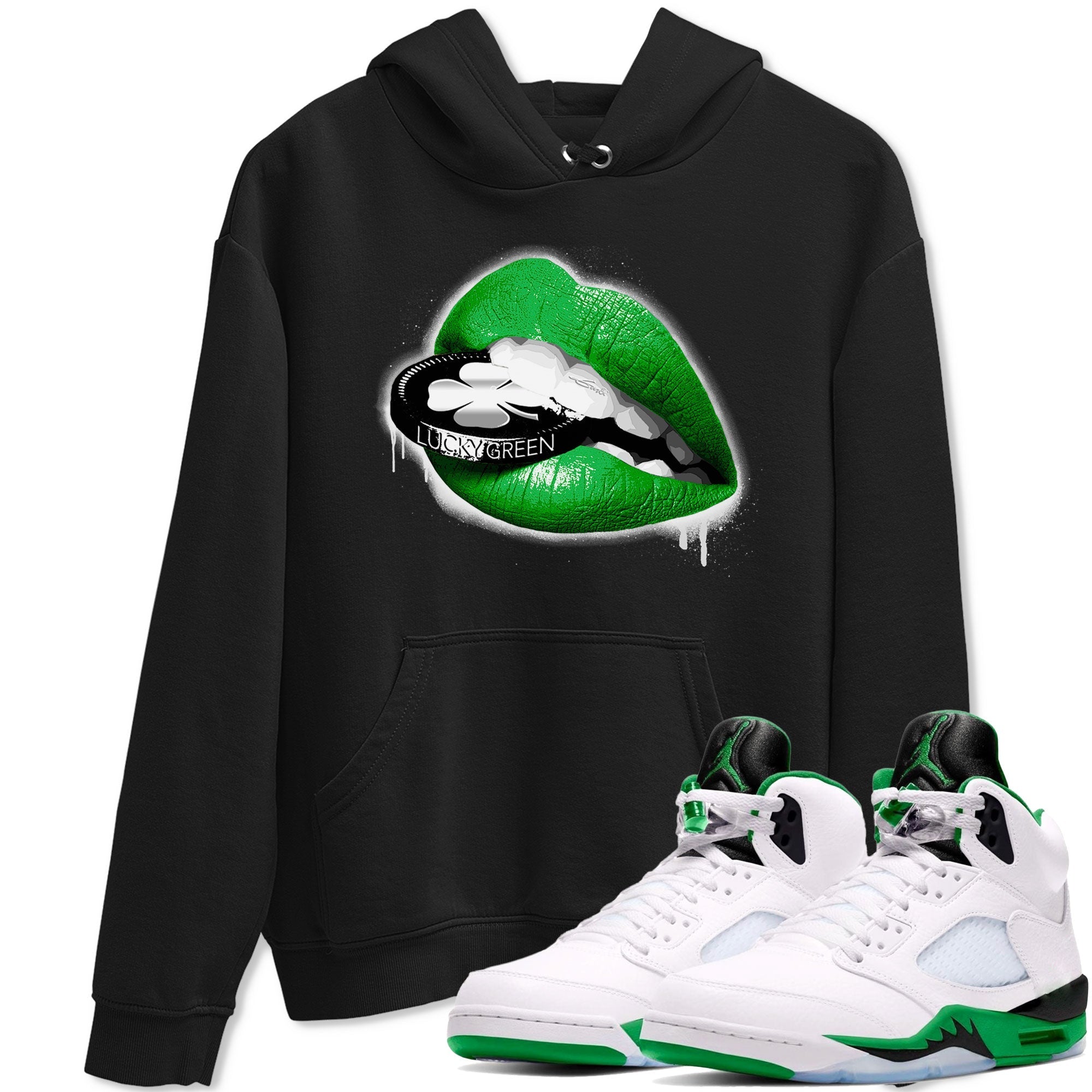 Lips Coin snkmatch Tee - Air Jordan 5 Lucky Green