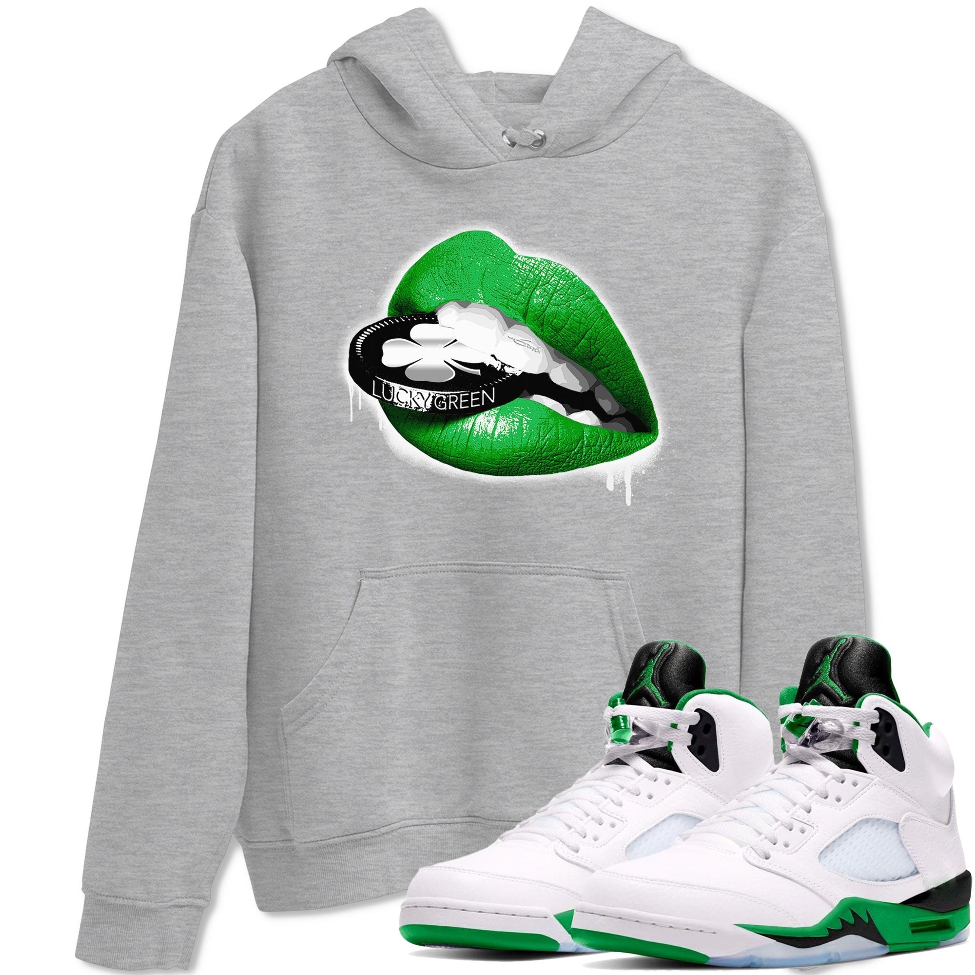 Lips Coin snkmatch Tee - Air Jordan 5 Lucky Green