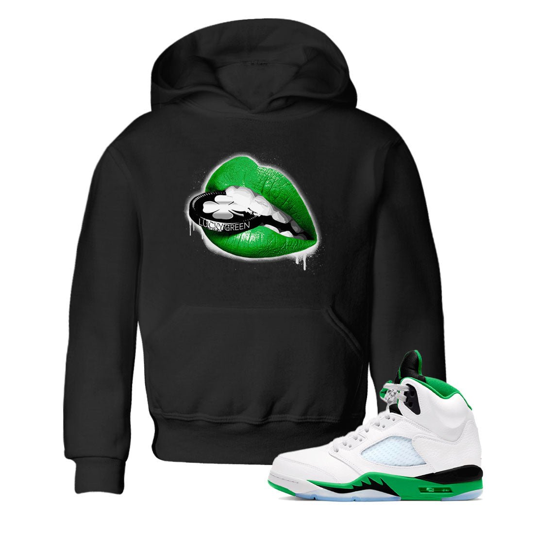 Lips Coin snkmatch Tee Kids - Air Jordan 5 Lucky Green