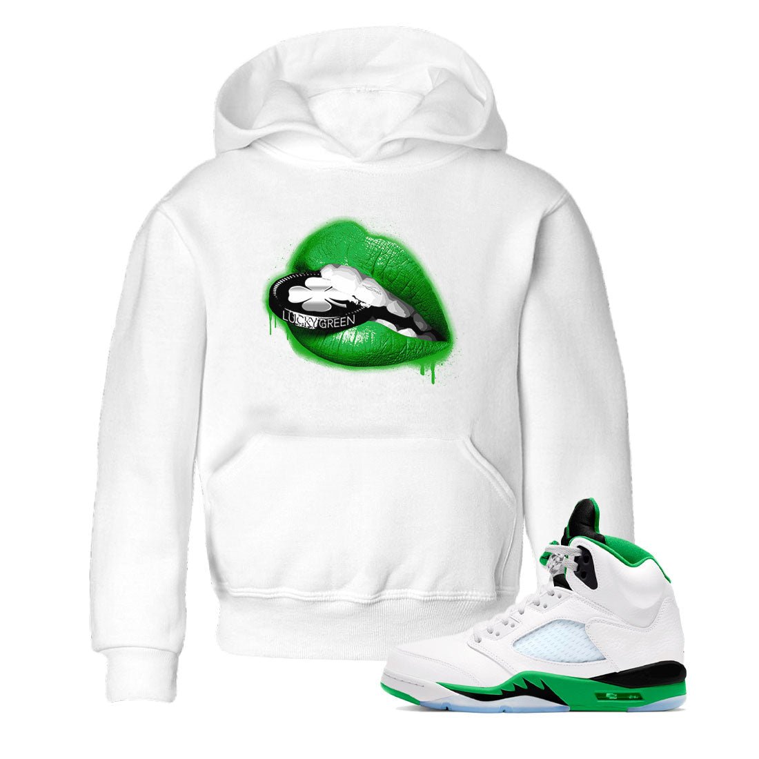 Lips Coin snkmatch Tee Kids - Air Jordan 5 Lucky Green