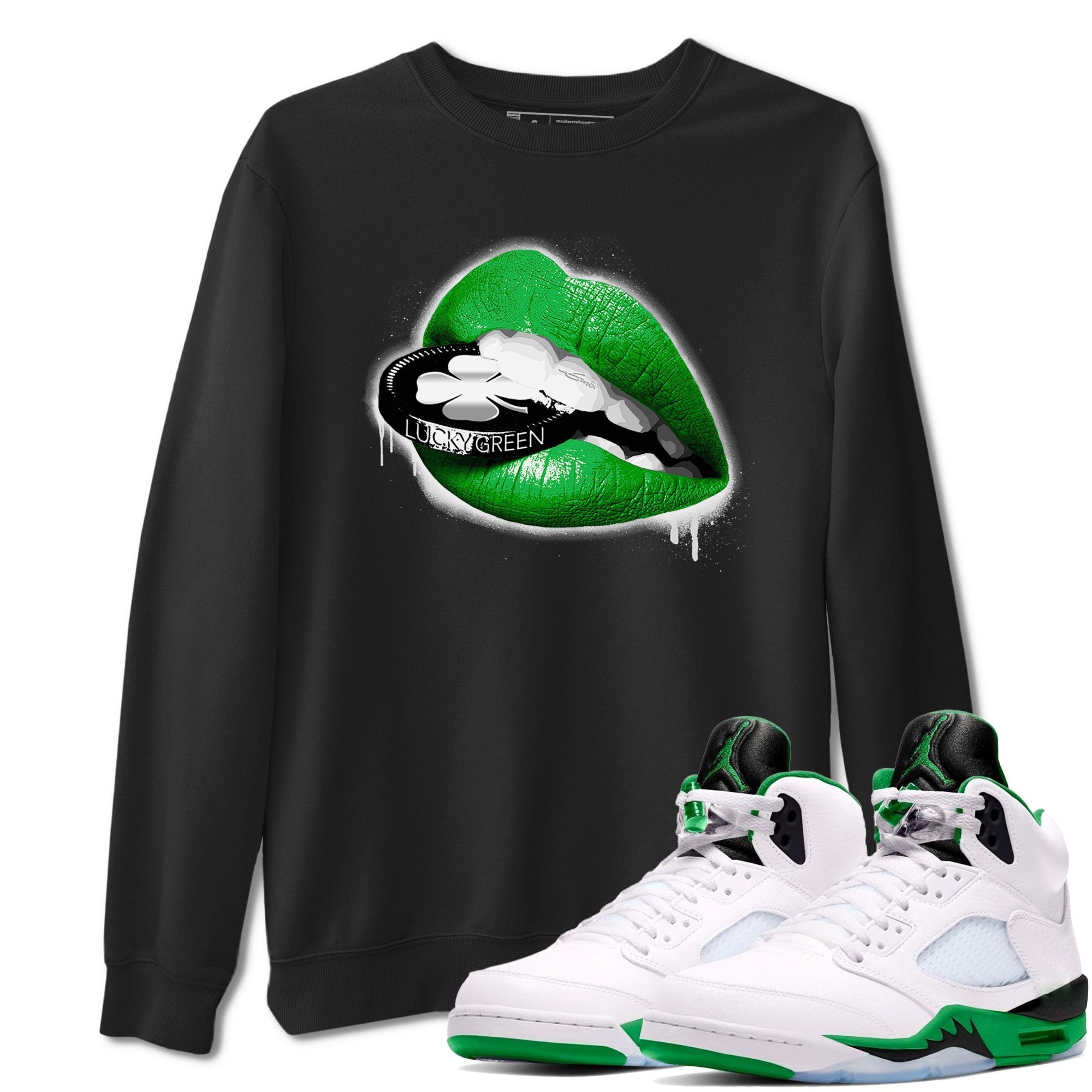 Lips Coin snkmatch Tee - Air Jordan 5 Lucky Green