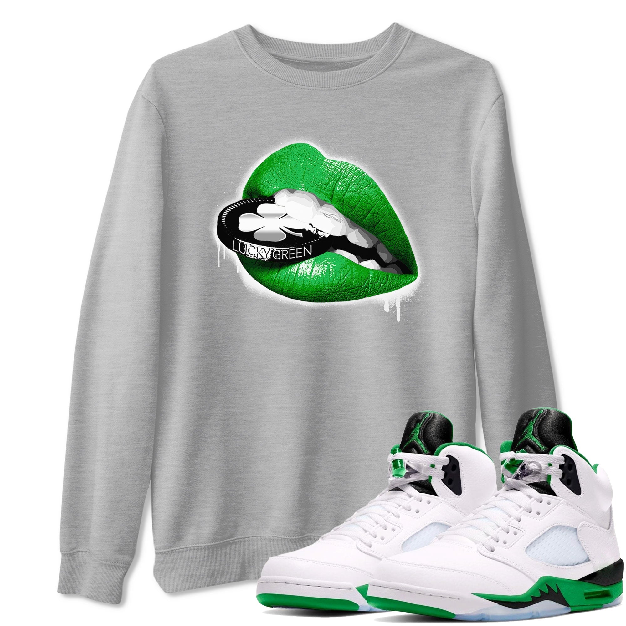 Lips Coin snkmatch Tee - Air Jordan 5 Lucky Green