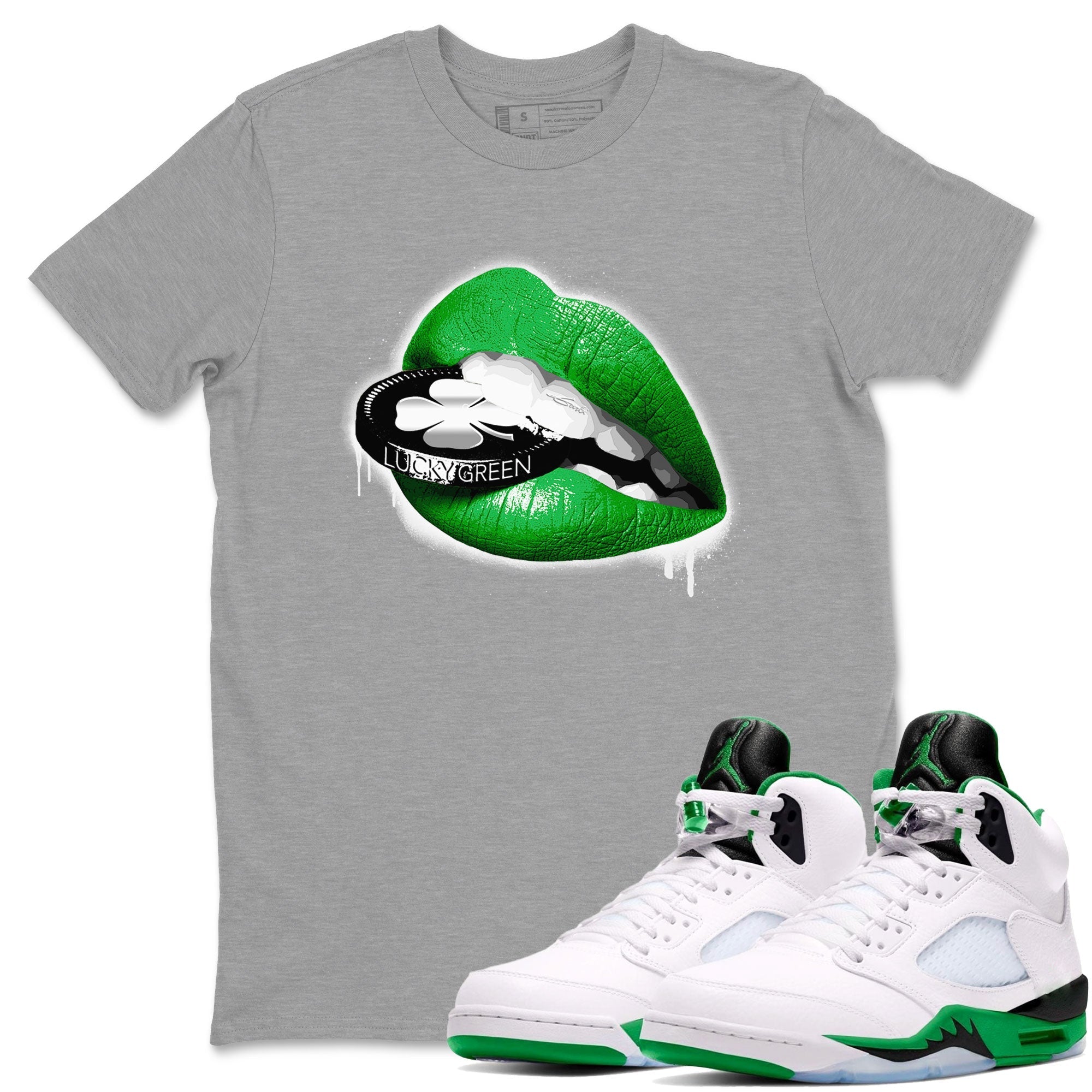 Lips Coin snkmatch Tee - Air Jordan 5 Lucky Green
