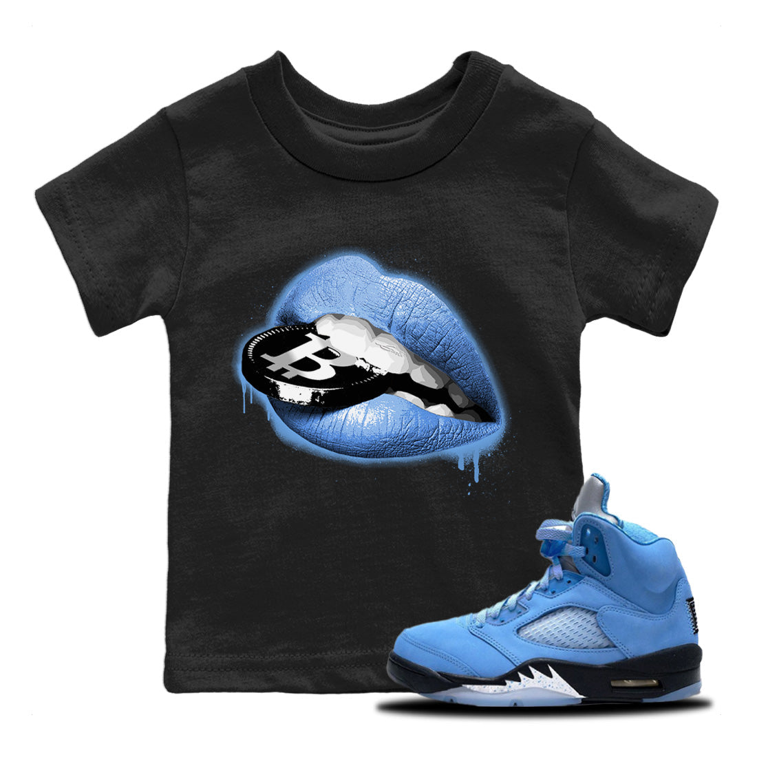 Lips Coin Kids Tops - Air Jordan 5 UNC