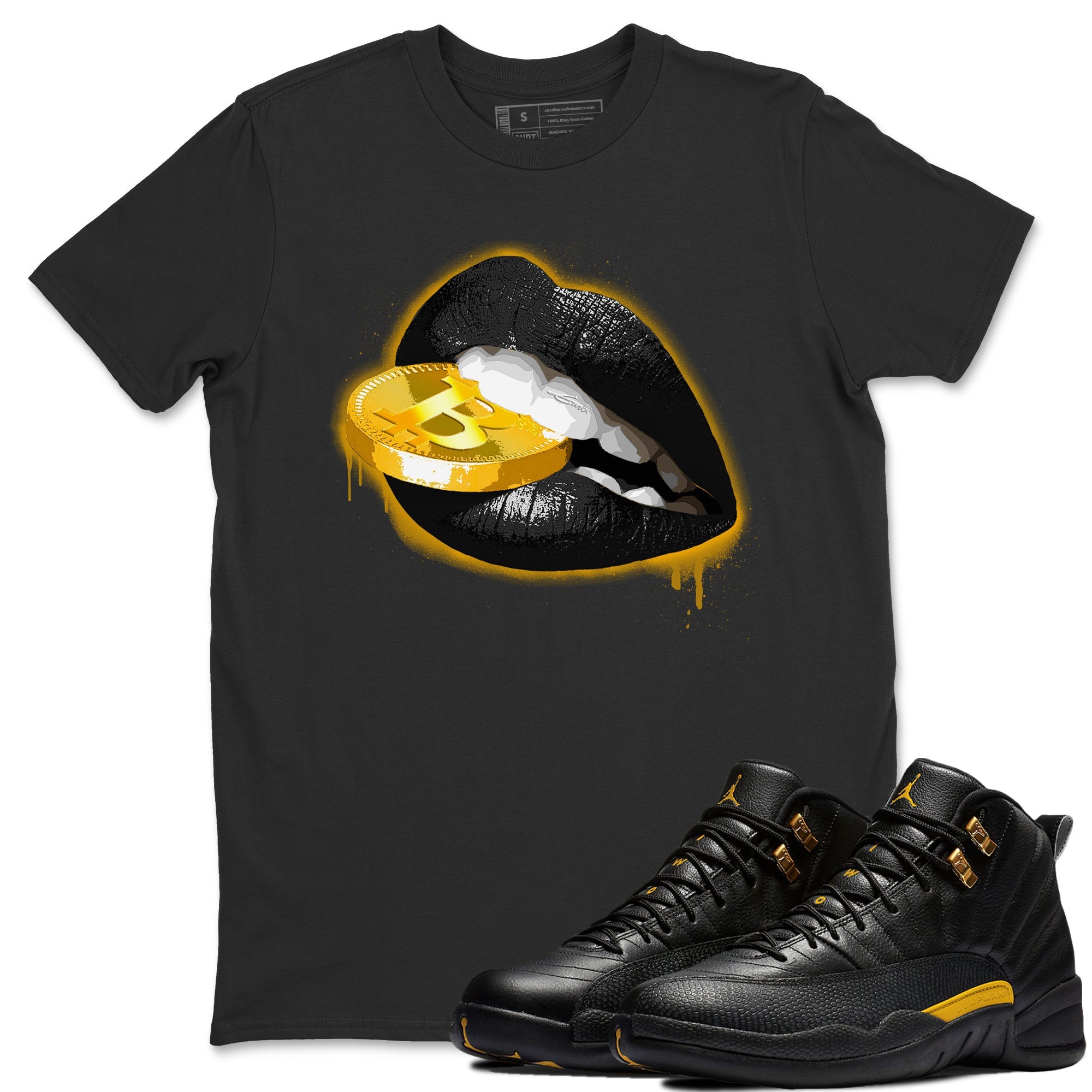 Lips Coin Unisex Tops - Air Jordan 12 Black Taxi