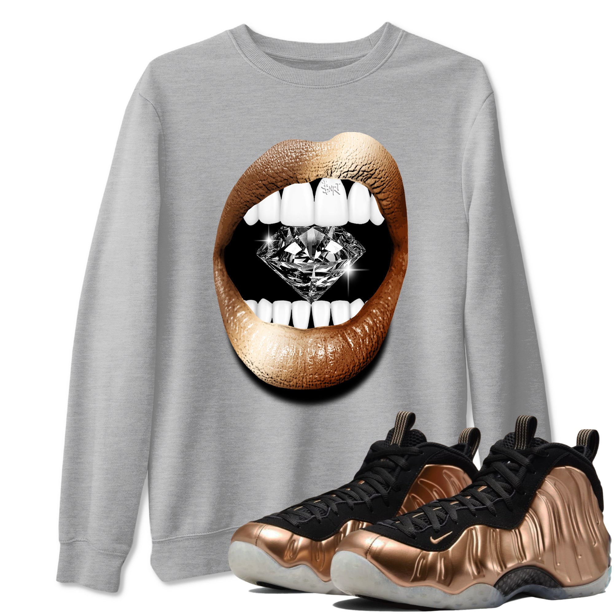 Lips Diamond snkmatch Tees - Air Foamposite One Metallic Copper