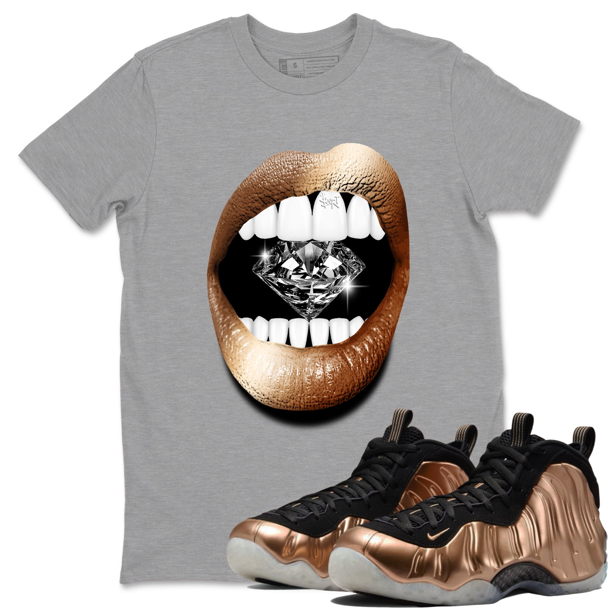Lips Diamond snkmatch Tees - Air Foamposite One Metallic Copper