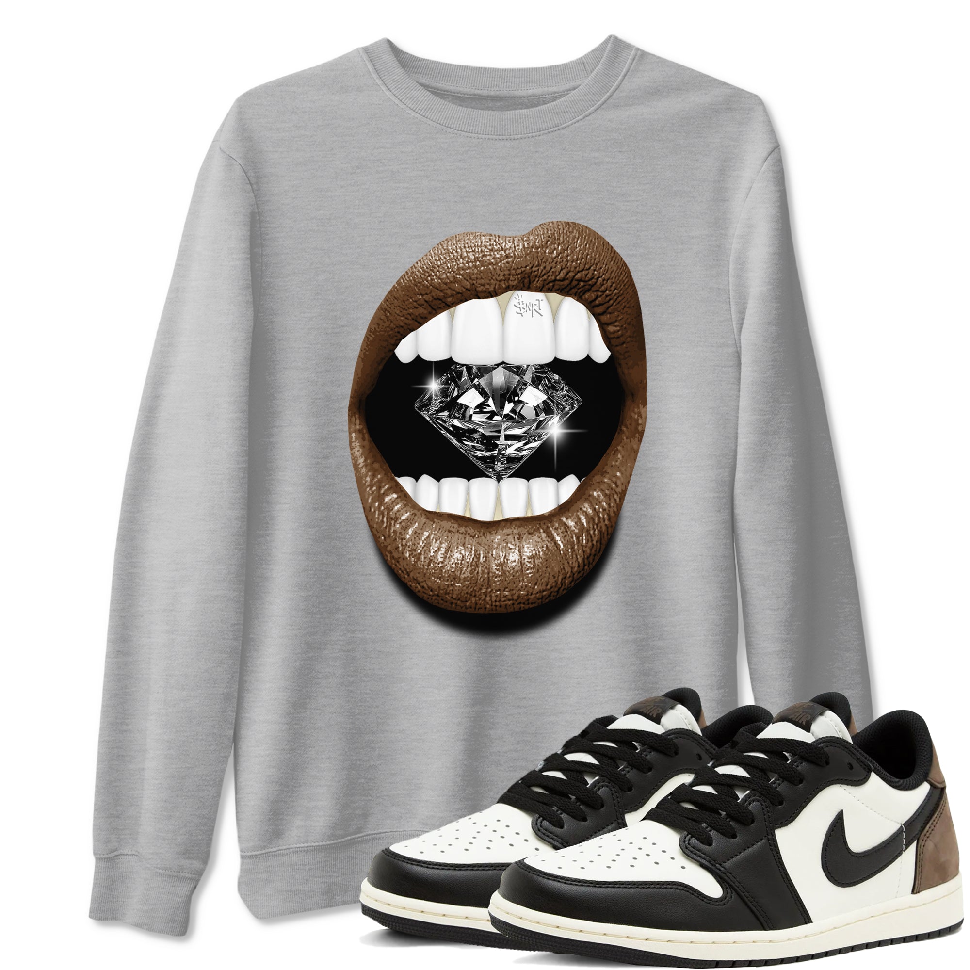 Lips Diamond snkmatch Tees - Air Jordan 1 Mocha