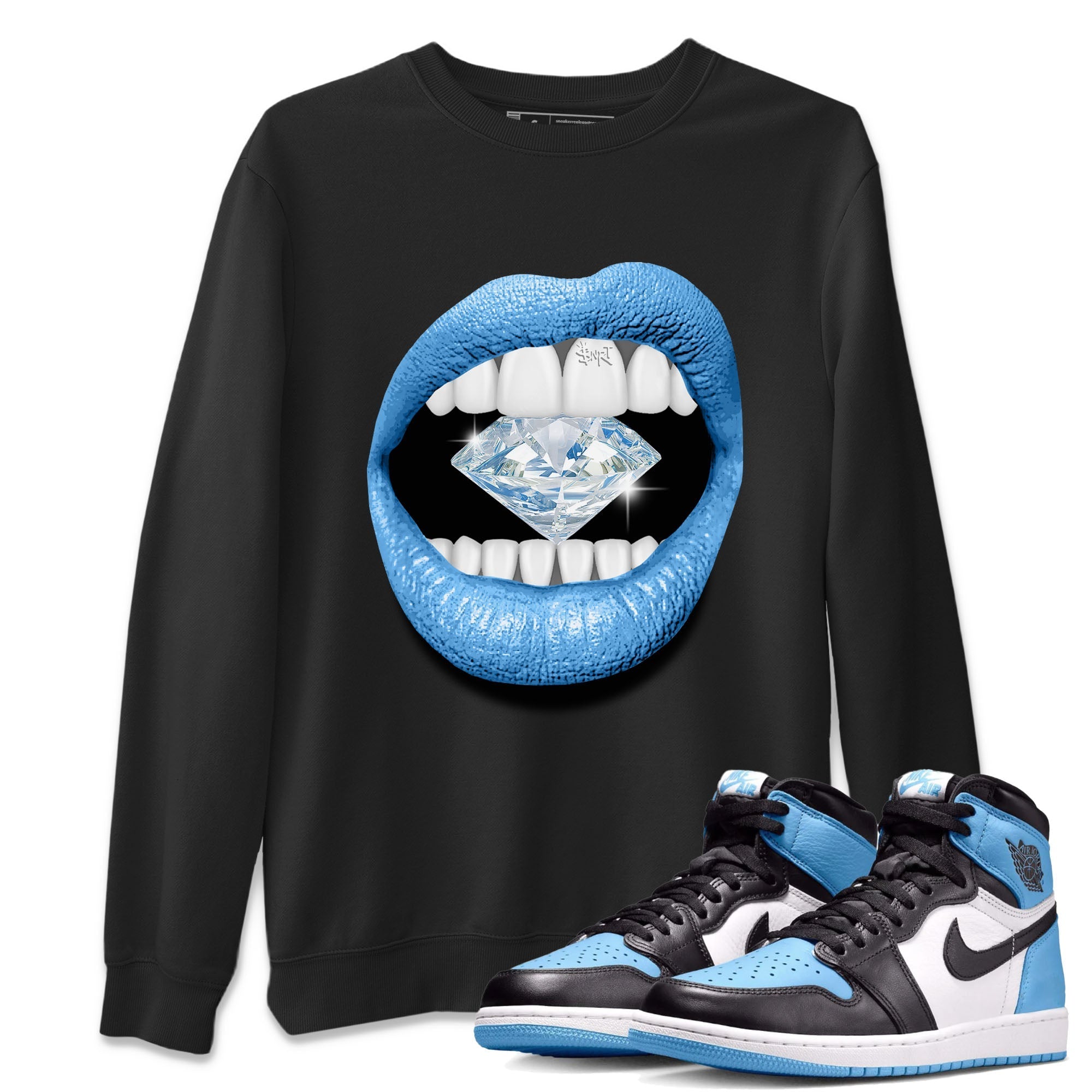 Lips Diamond Unisex Tops - Air Jordan 1 UNC Toe