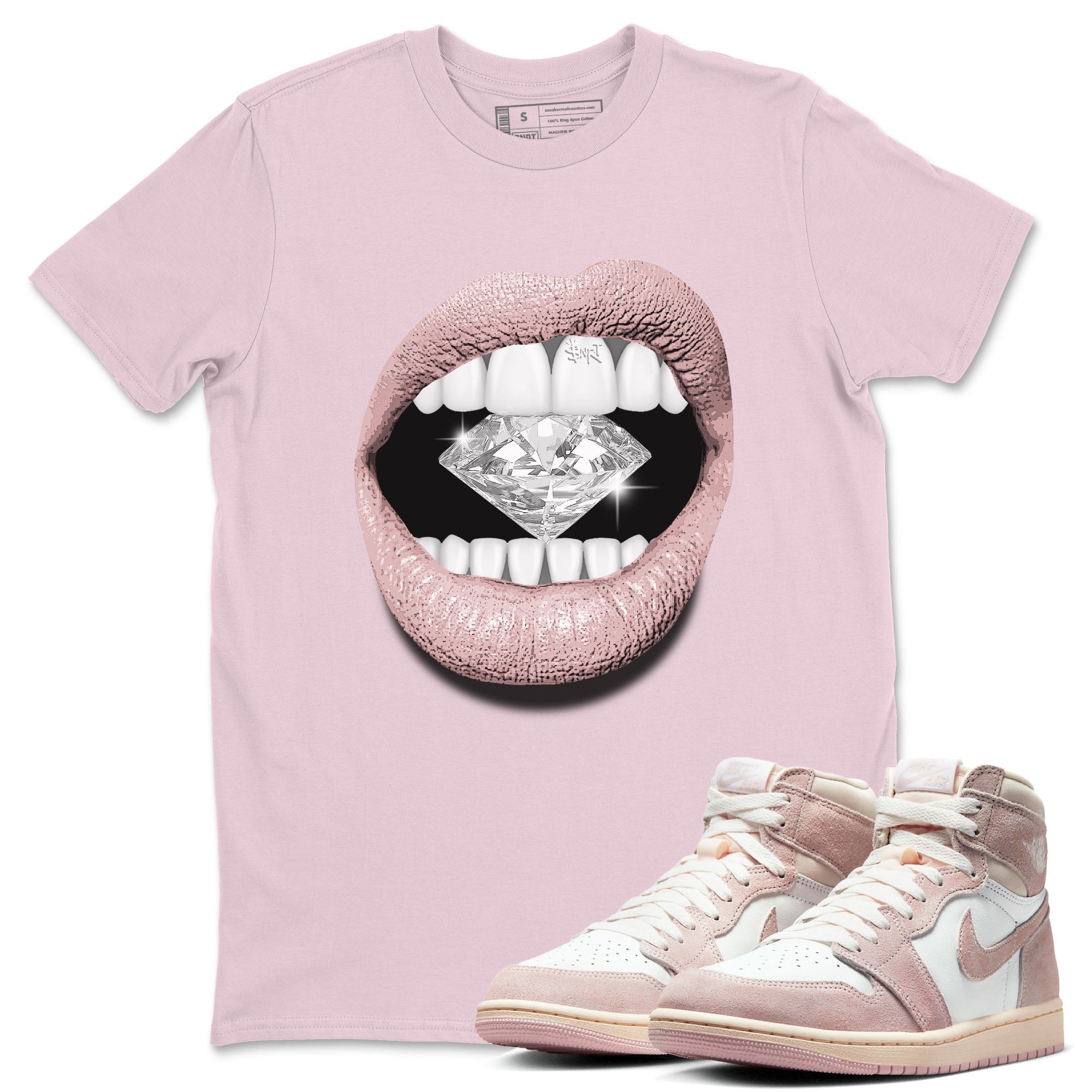 Lips Diamond Unisex Tops - Air Jordan 1 Washed Pink