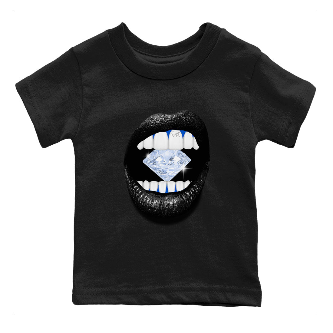 Lips Diamond snkmatch Tees Kids - Air Jordan 11 Black and Varsity Royal