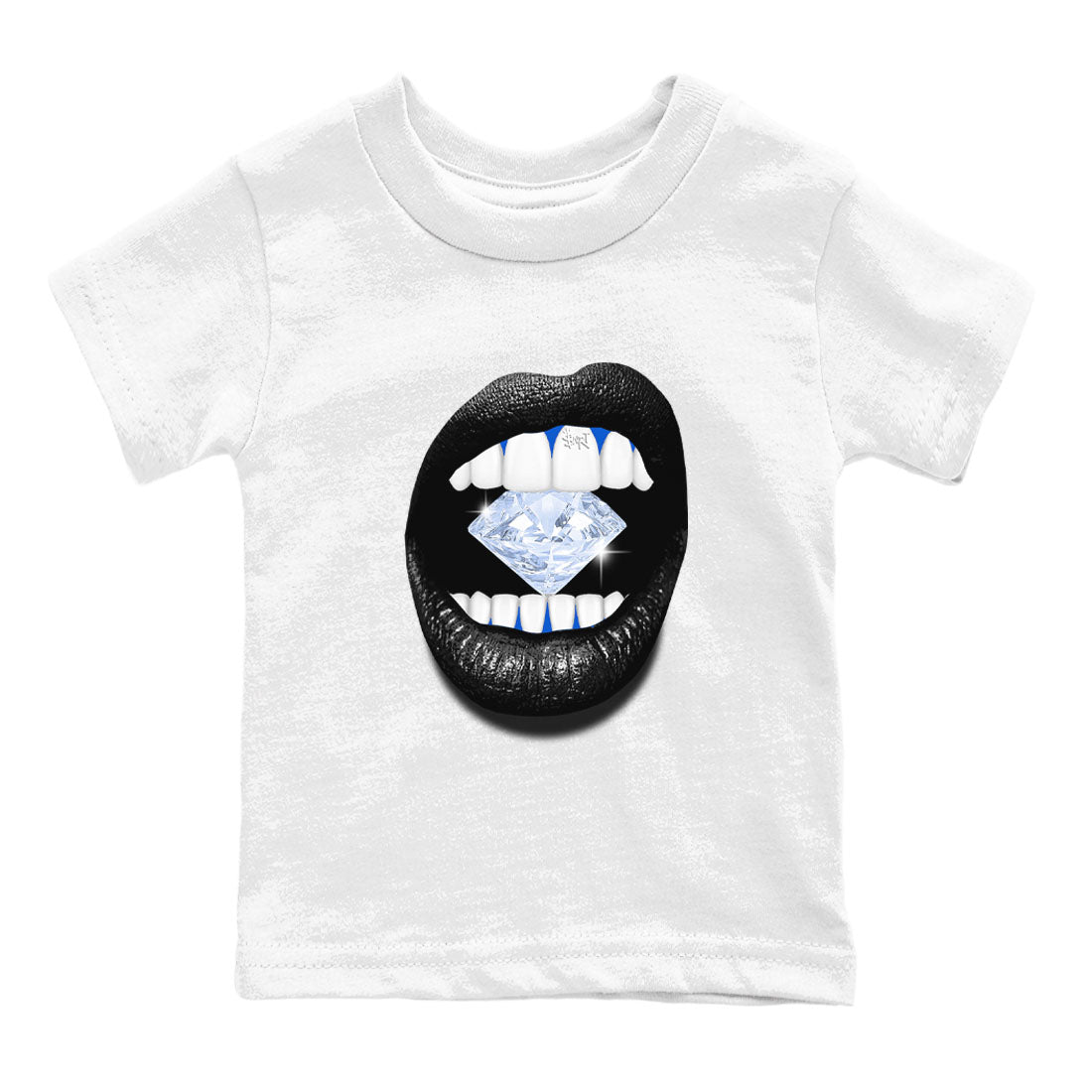 Lips Diamond snkmatch Tees Kids - Air Jordan 11 Black and Varsity Royal