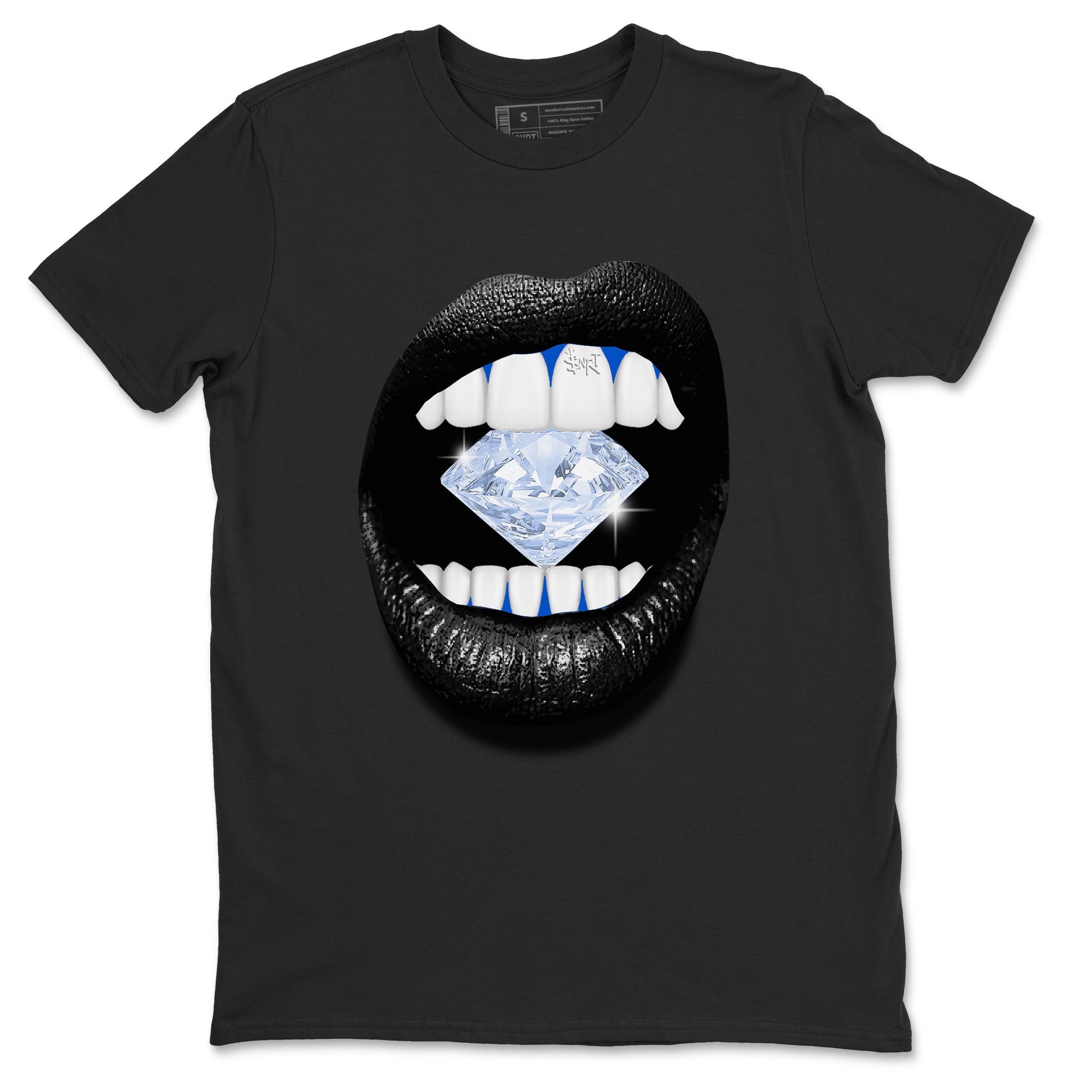 Lips Diamond snkmatch Tees - Air Jordan 11 Black and Varsity Royal