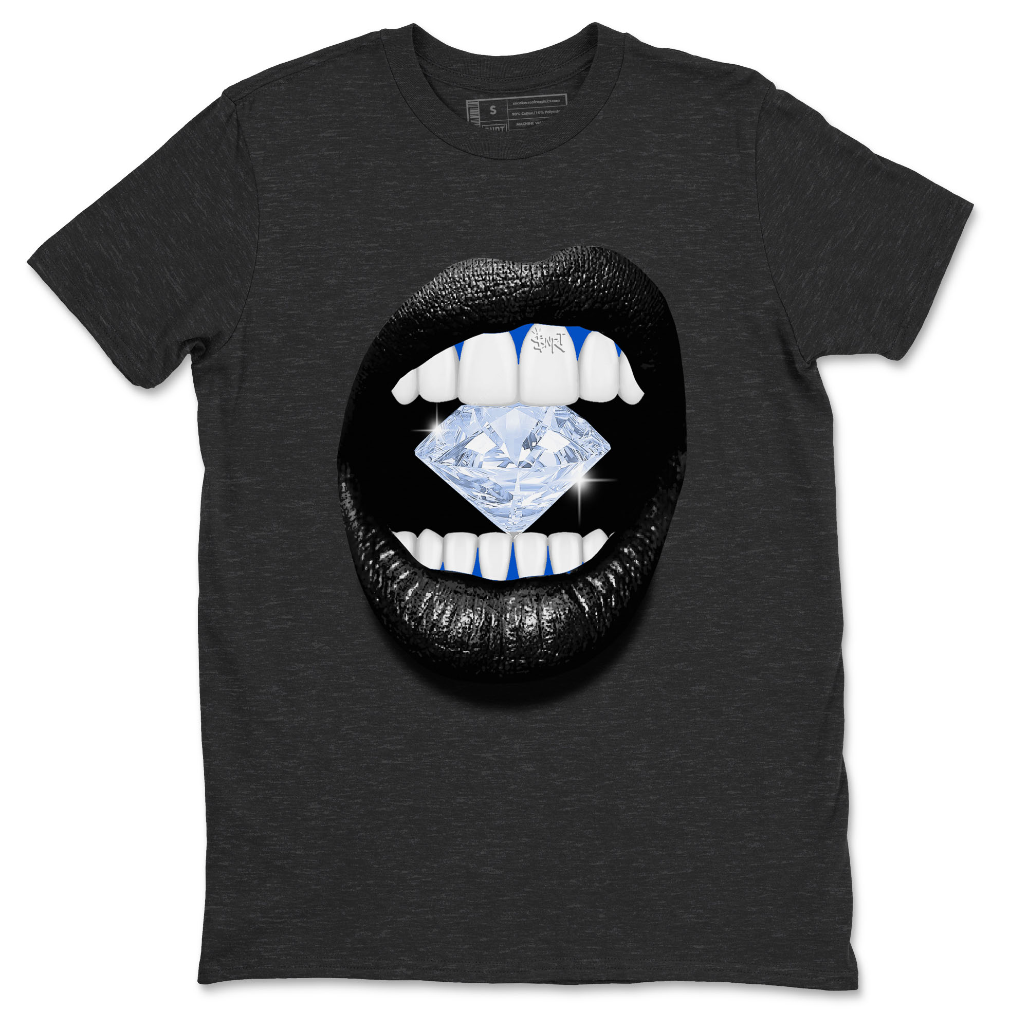 Lips Diamond snkmatch Tees - Air Jordan 11 Black and Varsity Royal