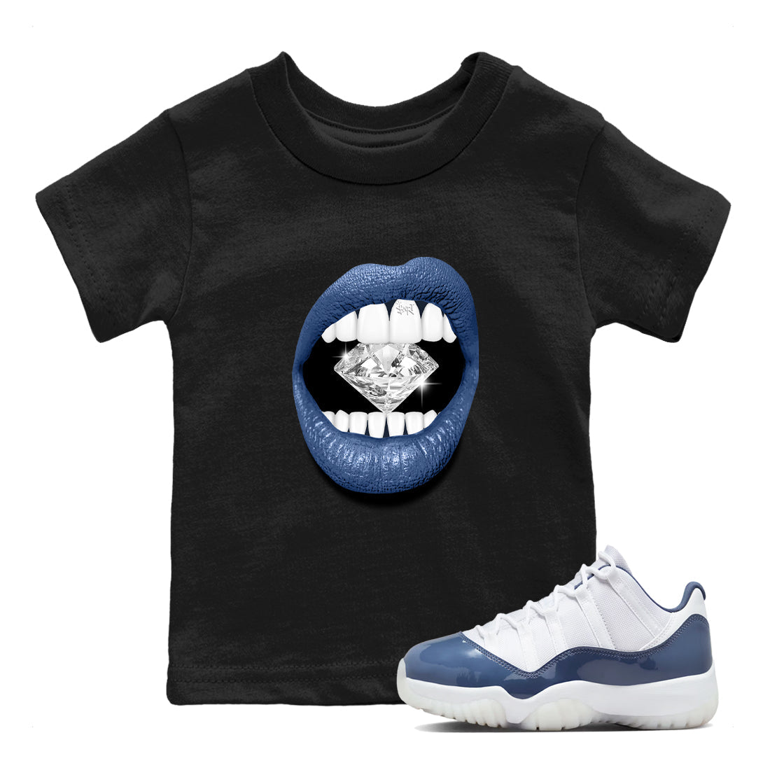Lips Diamond snkmatch Tees Kids - Air Jordan 11 Diffused Blue