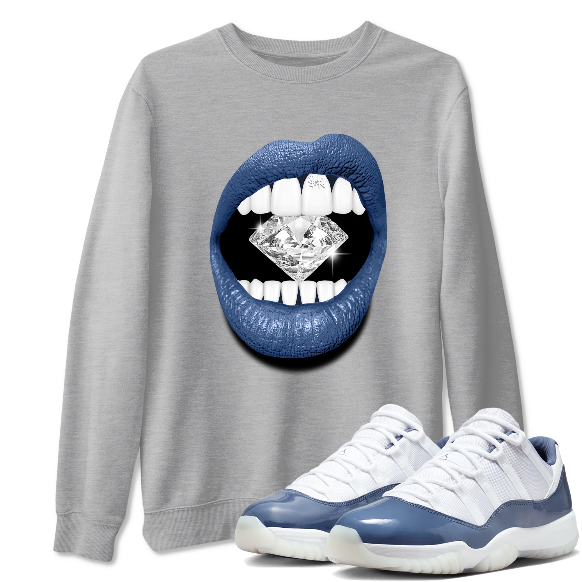 Lips Diamond snkmatch Tees - Air Jordan 11 Diffused Blue