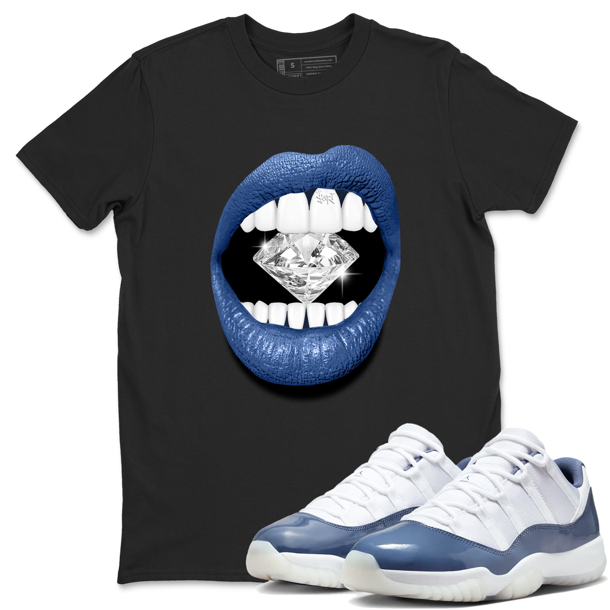 Lips Diamond snkmatch Tees - Air Jordan 11 Diffused Blue
