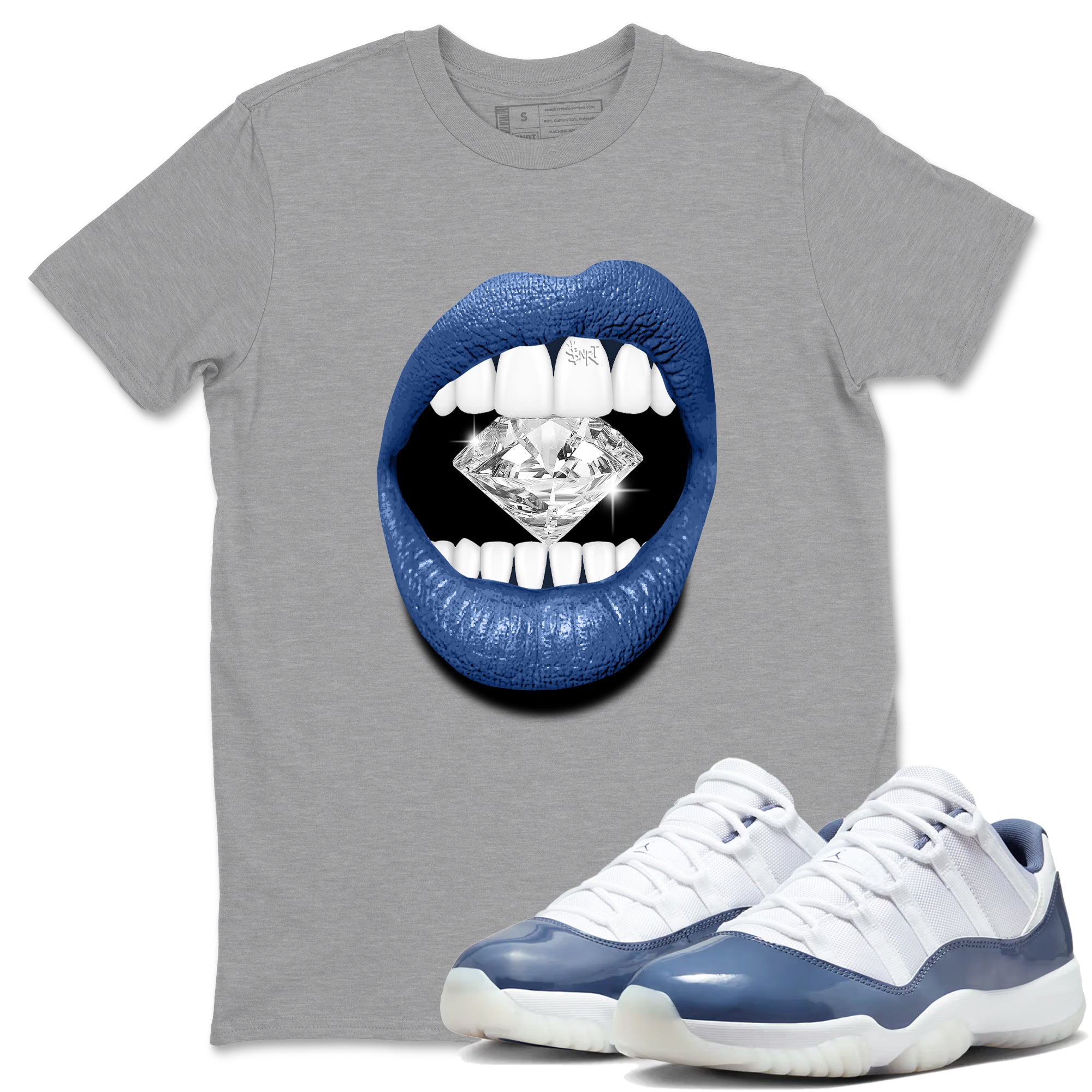 Lips Diamond snkmatch Tees - Air Jordan 11 Diffused Blue