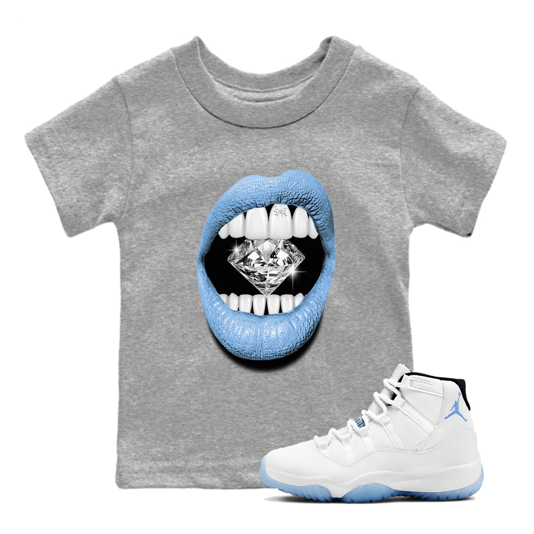 Lips Diamond snkmatch Tees Kids - Air Jordan 11 Legend Blue