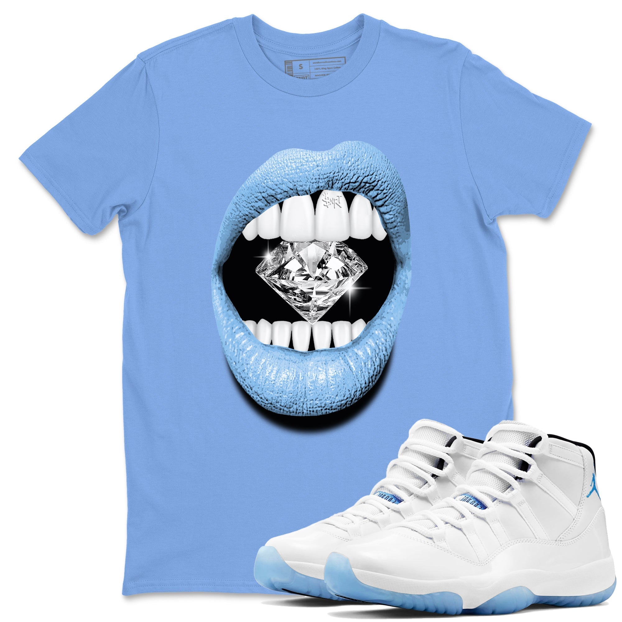Lips Diamond snkmatch Tees - Air Jordan 11 Legend Blue