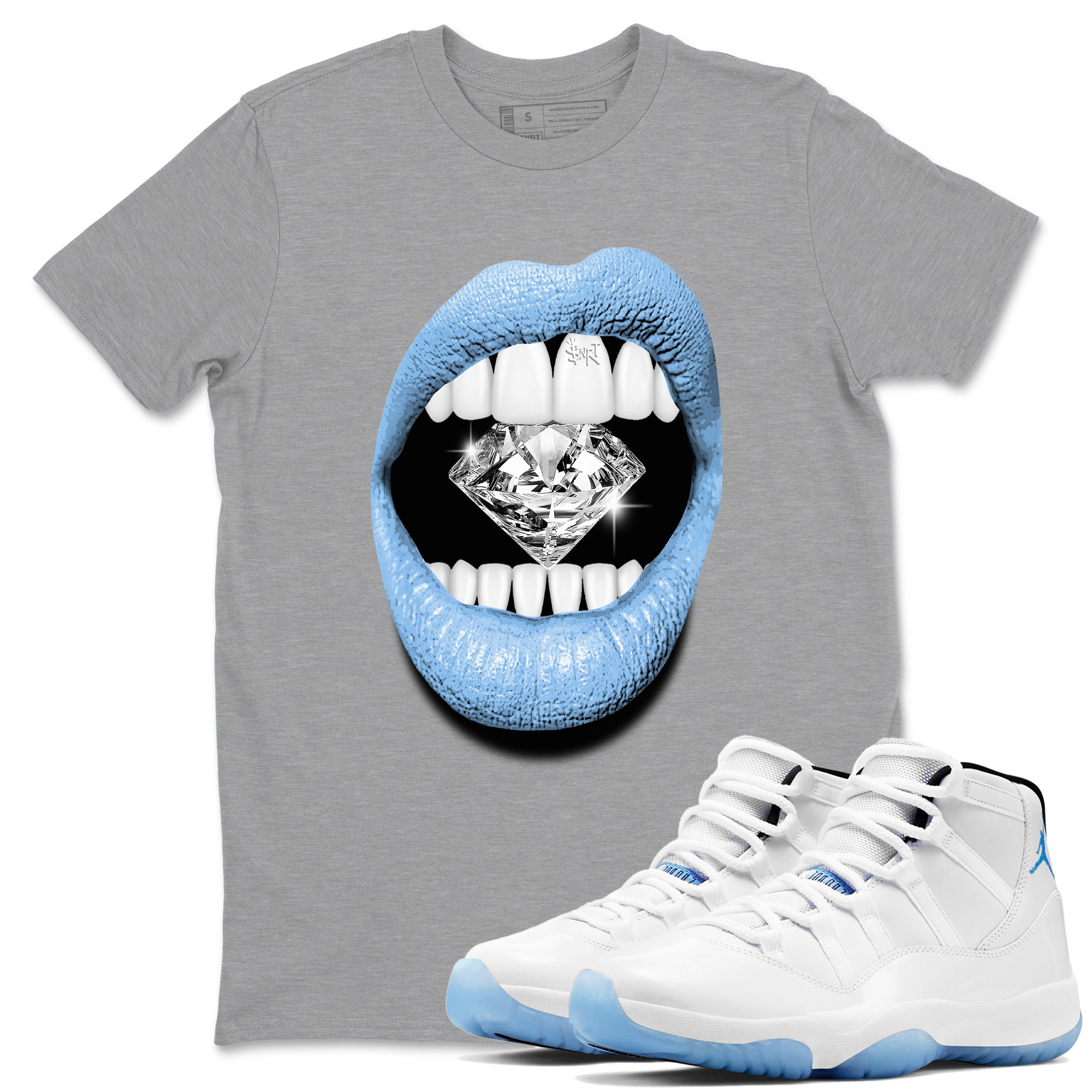 Lips Diamond snkmatch Tees - Air Jordan 11 Legend Blue